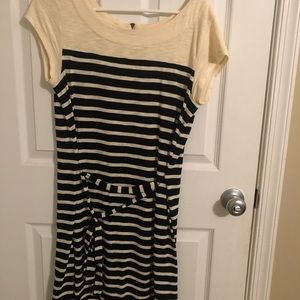 Cream and Black striped Dress